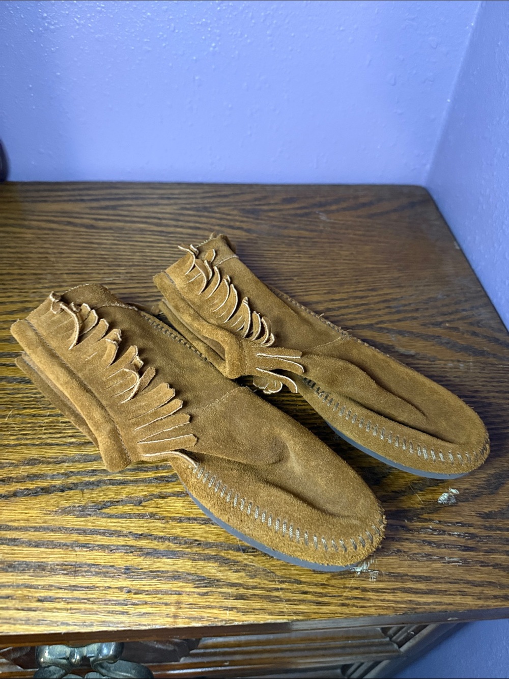 Brown Suede Fringe Moccasin Boots